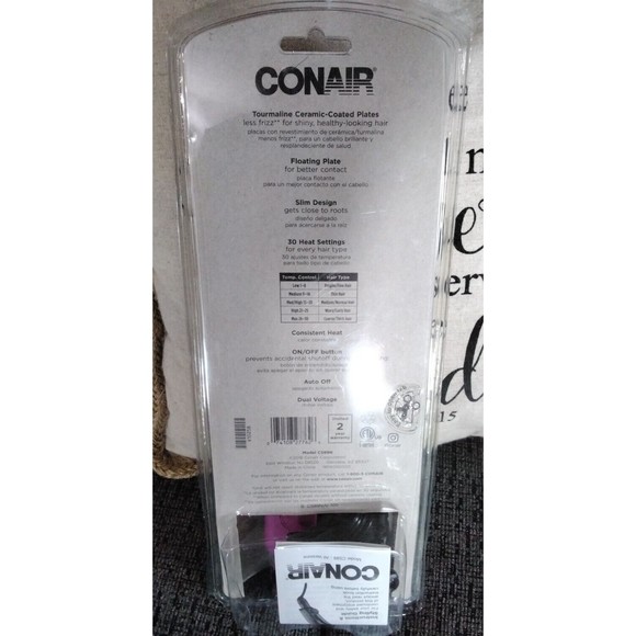 Conair 1” Tourmaline Ceramic Flat Iron ~ Instant Heat ~ 30 Heat Settings NIB - Picture 2 of 3